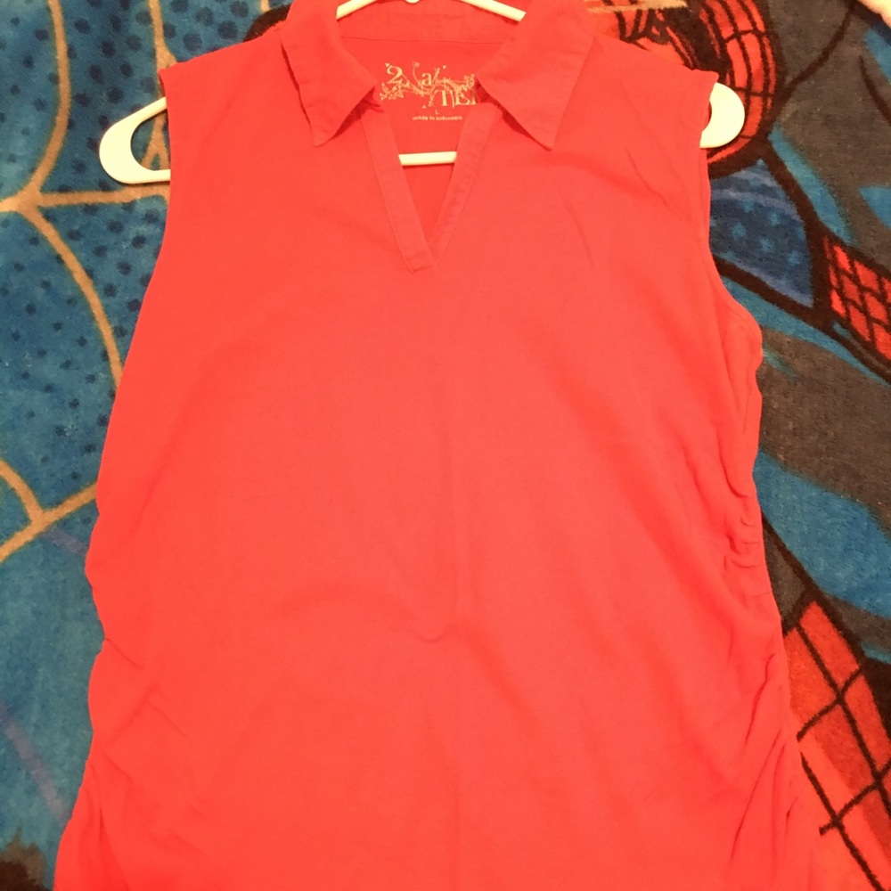 Red sleeveless shirt